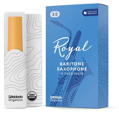 Image de D'Addario Royal Organic, feuilles pour baryton saxophone, épaisseur 3.0, paquet de 10