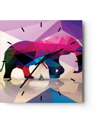 Produktbild von Wanduhr - Quadrat - Glasuhr - Elefanten Illustration Bunt - 40x40cm - Schleichendes Uhrwerk - Lautlos - zum Aufhängen bereit - Dekoration Modern - Wanddekoration aus Glas - C3AC40x40-2807