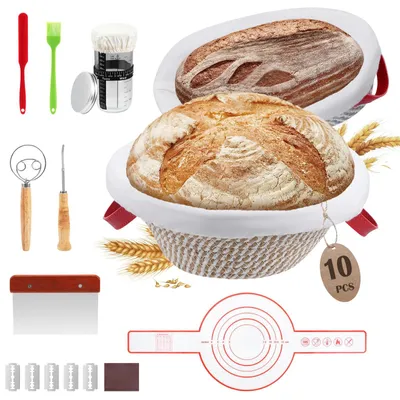 Obrázok produktu pre Sada na kysnutie a pečenie chleba – Sada s viac ako 12 kusmi – Silikónové špachtle na cesto a na pečenie – Vhodné na kysnutie a pečenie – Viacfarebná