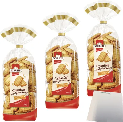Produktbild von Schulte Hausgebackenes Spritzgebäck 3er Pack (3x300g Packung) + usy Block