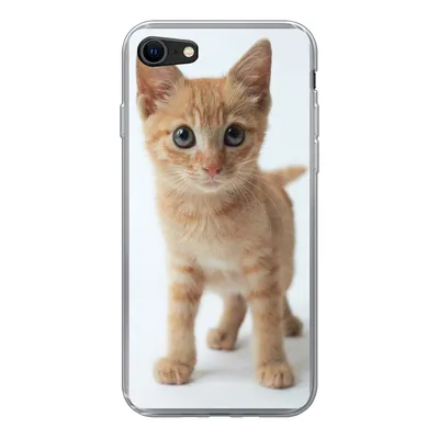 Produktbild von MuchoWow® Handyhülle Schutzhülle Hülle für iPhone 8 Katze - Rot - Kätzchen - Mädchen - Kinder - Jungen - Kind Silikon Softcase Handy Hülle - Schutzhaube