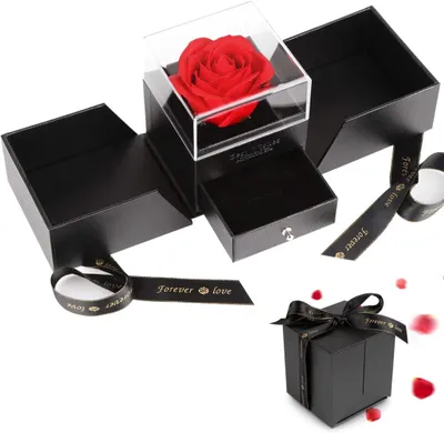 Produktbild von Rosenbox, Infinity Rosen, Geburtstagsgeschenk fš¹r Frauen, Ewige Rose im Schmuckschatulle Geschenkboxen mit Rote Rosen Blumen Geschenke fš¹r Freundin Jahrestag Geburtstag Valentinstag Muttertag