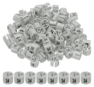 Image de Marqueurs pour cintres - 100 pièces, repères de taille pour tiges de 3 mm - Indicateurs de taille pour vêtements - Gris