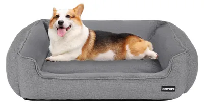 Hundebett 90 cm, hellgrau, waschbar, rutschfest
