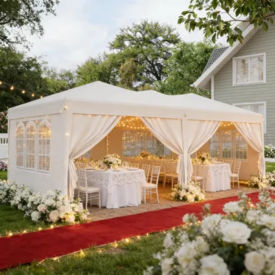 Image de Grand pavillon de réception – Gazebo et abri intimité avec sac de transport, idéal pour le jardin et les événements (pavillon seul)