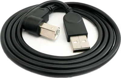 Produktbild von SYSTEM-S USB 2.0 Kabel 100 cm Typ B Stecker zu A Stecker Winkel in Schwarz