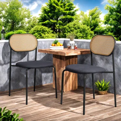 Produktbild von UnboxG 2er Set Esszimmerstühle mit Rückenlehne, Küchenstuhl mit Samtbezug Polsterstuhl aus Metall, ergonomischer Stuhl für Esstisch