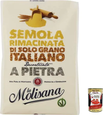 Produktbild von 5x Molisana Semola rimacinata di Grano Duro Durum Weizengieß 1 kg Grieß für Pizza + Italian Gourmet Polpa 400g