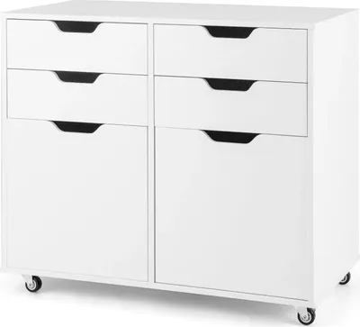 Immagine prodotto di Armadio da ufficio - Supporto per stampante - Con cassetti e schedario - Legno - 78×40×65 cm - 6-10 scomparti - Bianco