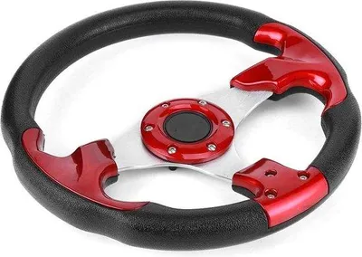 Immagine prodotto di Volante da corsa da 320 mm in PVC rosso - Volante universale per auto.