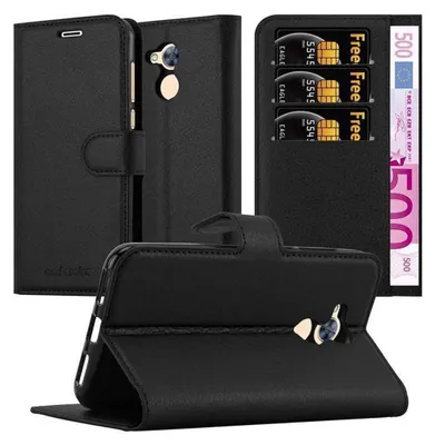 Produktbild von Cadorabo Hülle für Honor 6A Schutz Hülle in Schwarz Handyhülle Etui Case Cover Magnetverschluss