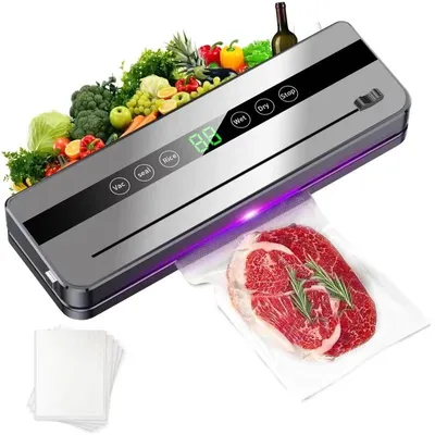Image de Machine de mise sous vide pour aliments - Modèle D-120W - Automatique - 5 modes - Pour aliments secs et humides - 10 sacs - Électrique