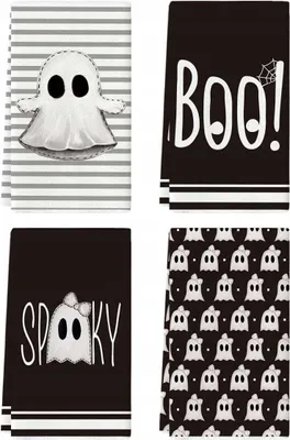 Zdjęcie produktu dla Ścierki kuchenne Halloween 4szt 42x65 cm ręczniki do naczyń zestaw