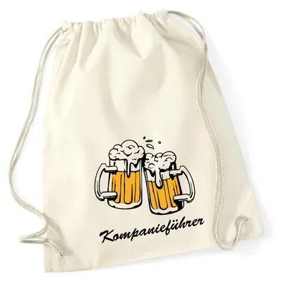 Produktbild von Huuraa Turnbeutel Kompanieführer Schützenfest 12 Liter Natural Baumwolle Rucksack Geschenkidee