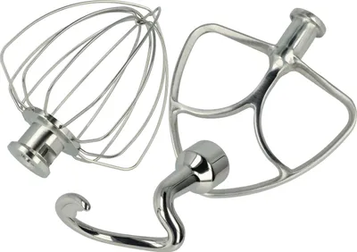 Produktbild von vhbw 3-tlg. Ersatzteil-Set kompatibel mit KitchenAid KSM180, KSM90, KSM88PSQ, KSM85PS, KSM75 Küchenmaschine - Schneebesen, Flachrührer, Knethaken