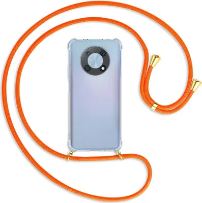 Produktbild von Handykette Backcover-Schutzhülle mit Band (Metall goldfarben) für Huawei nova Y90 4G (6.7'') - neonorange
