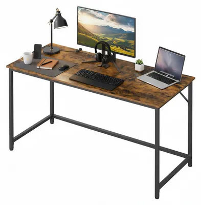 Produktbild von Home-Office-Schreibtisch, stabiler Computertisch | Vintage braun-schwarz | 135x60x75cm
