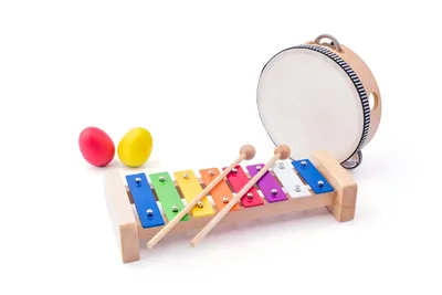 Produktbild von Musikset (Xylophon, Tamburin/Trommel, Triangel, 2 Maracas-Eier)