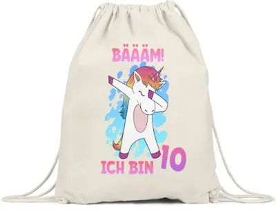 Produktbild von Bäääm Ich Bin 10 Turnbeutel Gymsack Einhorn 10. Geburtstag Geburtstagsgeschenk Einhorn-Fans Dabbing
