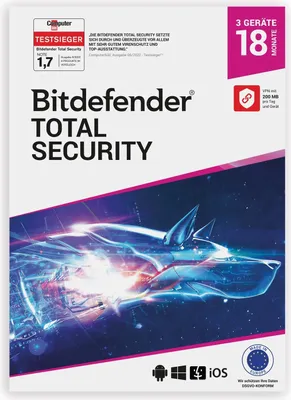 Produktbild von Bitdefender Total Security 3 Geräte / 18Mo DACH