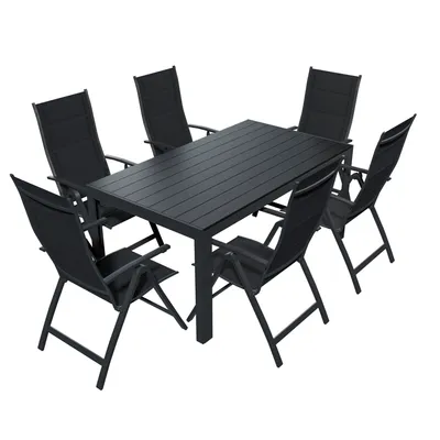 Produktbild von Alu Gartensitzgruppe Gartenmöbel Set Gartenset Sitzgruppe Essgruppe Sessel Tisch