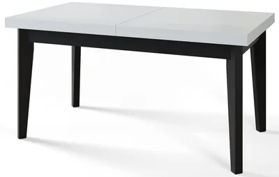 Produktbild von Alpi Moebel, Rechteckiger Esstisch Skandi, Wohnzimmertisch Ausziehbar 200-300x100x78 cm, Weiß mit Holzbeinen in Schwarz