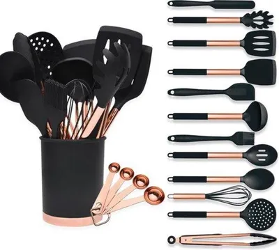 Immagine prodotto di Set di pentole resistenti al calore - 17 pezzi - Accessori in silicone per cucinare con facilità