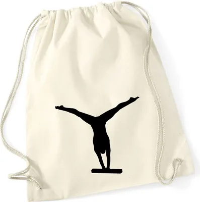 Produktbild von Huuraa Turnbeutel Schwebebalken Turnen 12 Liter Natural Baumwolle Rucksack Geschenkidee