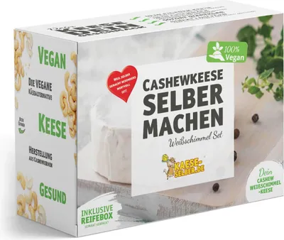 Produktbild von Veganen Cashew Weißschimmel-Keese selber machen Set (Käse Alternative)