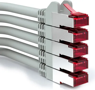 Produktbild von deleyCON 5x 0,5m CAT6 Patchkabel S/FTP PIMF Schirmung CAT-6 RJ45 Netzwerkkabel Ethernetkabel LAN DSL Switch Router Modem Access Point Patchfelder - Grau