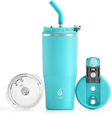 Produktbild von Famanu Isolierte Reisebecher 710 ml - Doppelwandig, Hemelsblau