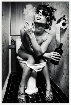 Image de Toilet Cam - Affiche - Party Hard + cadre interchangeable, Shinsuke® Maxi en plastique blanc, vitre en acrylique