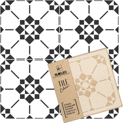 Produktbild von Tile Fliesen Schablone zum Malen 30x30 cm, Pelichos Geometrisch Sguare Stern, Kunststoff Wiederverwendbare Bodenschablone DIY