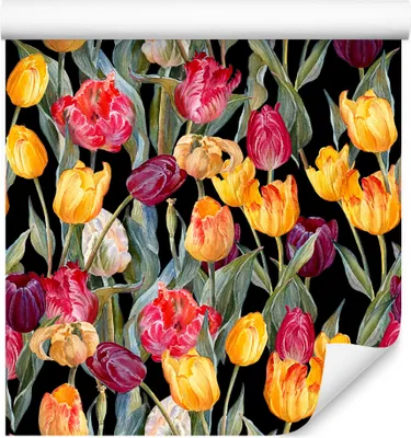 Produktbild von 10m VLIES TAPETE Rolle Blumen Flora Natur Tulpen Ornamente Gemalt Motiv XXL