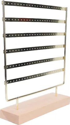 Immagine prodotto di Portaorecchini organizer, 6 livelli, più fori, orecchini, torre, gioielli per collane, orecchini a bottone, oro