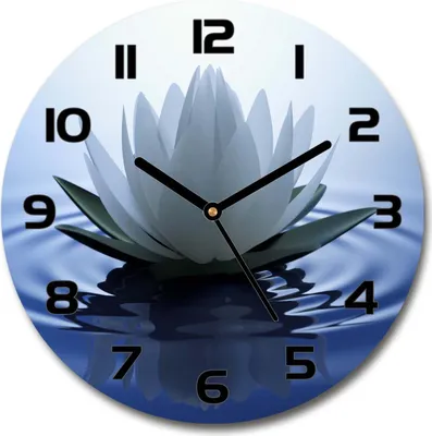 Produktbild von Wanduhr aus Glas 30fi Glasbild Glasuhr Gehärtetes Glas - schwarze-zeiger - water lily