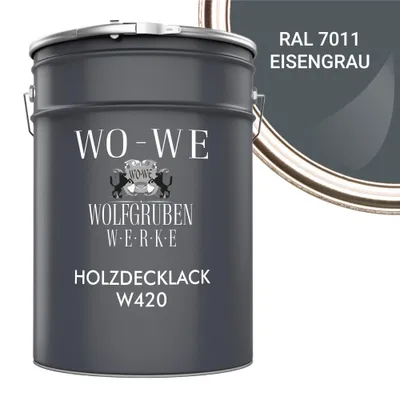 Produktbild von Holzfarbe Holzlack Holzanstrich Holzbeschichtung W420 - Eisengrau RAL 7011 - 10L