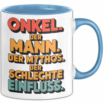 Produktbild von Onkel Sarkastisch Sarkasmus Tasse Geschenk Lustige Geschenkidee Spruch Onkel Der Mann Der Mythos Der Schlechte Einfluss (Blau)