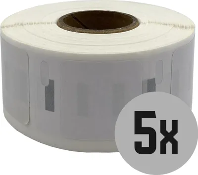 Produktbild von DULA Dymo kompatible Etiketten, S0929120, 25 mm x 25 mm, Weiß, Permanent, 5 Rollen, 750 Etiketten pro Rolle