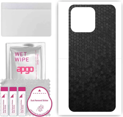 Produktbild von apgo Rückseite Schutzfolie, Skin, kompatibel mit Honor X6, Hinten Displayschutzfolie aus Vinylfolie, kratzfest, einfache Montage - Schwarze Honigwabe