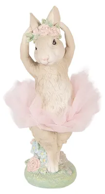 Image de Clayre & Eef Figurine de décoration Lapin 10x9x27 cm Beige Plastique