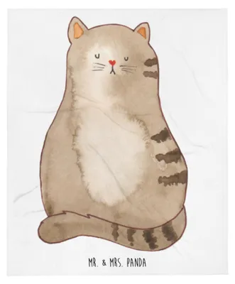 Produktbild von Mr. & Mrs. Panda Bettdecke Katze Sitzen - Weiß - Geschenk, Sofaüberwurf, Tagesdecke, Familie, Decke, Herz, Bettüberwurf, Cats, Cat, Kuscheldecke