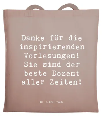 Produktbild von Mr. & Mrs. Panda Shopping Tasche Spruch Bester Dozent - Braun Pastell - Geschenk, tragbeutel, Dankeschön, Bedanken, Anerkennung, dokumententasche, Jutebeutel, Danke sagen
