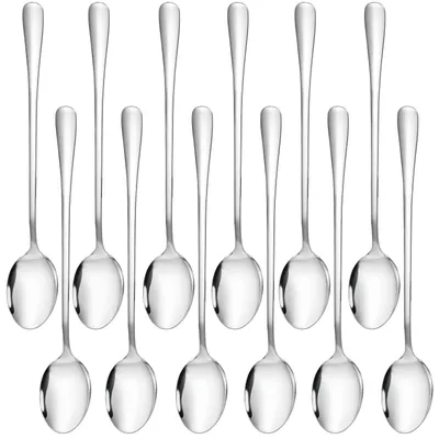 Image de Ensemble de cuillères pour latte macchiato - 12 pièces en acier inoxydable - Longueur : 20 cm