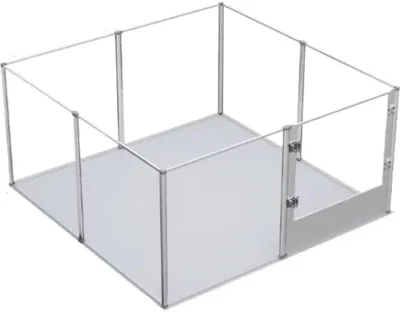 Produktbild von Bolt Edge Puppyren – Acryl Hundenren / Hunde- und Kleintierbox – Transparant & Luchtvaartaluminium – 120x120x61cm – Für Hunde, Katzen und Kaninchen