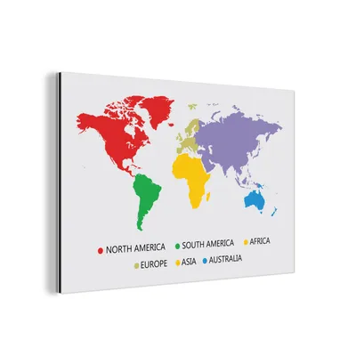 Obrázek produktu pro Nástěnná dekorace Kovový kovový obraz Wall Art 120x80cm Mapa světa - Jednoduché - barevné Muchowow Hliníkové obrazy