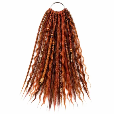 Produktbild von Elastische 55cm Dread Pferdeschwanzverlängerung, Dreadlocks Haar Extension in Boho-Strandstil - DREDLAND Ingwerköstlich