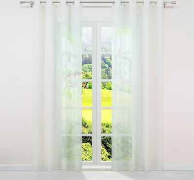 Produktbild von Gardinen Vorhänge Voile Gardine Transparent Dekoschal Uni Ösen Vorhang Beige HxB 225x140 cm 1 Stück