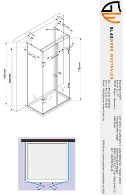 Produktbild von Glaswerk Westfalen- Emma 90x100x90x180cm U Duschkabine Weiß