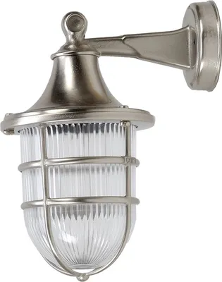 Immagine prodotto di Applique da esterno Maritime IP64 ottone vetro scanalato in nichel E27 lampada da parete casa giardino